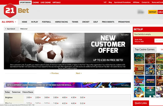 The Homepage of 21Bet