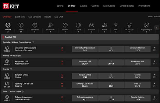 The Betting selection of MansionBet