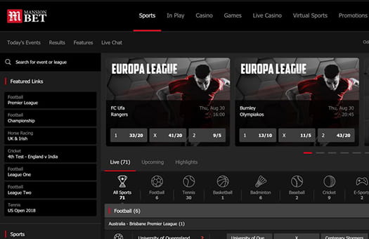 The Homepage of MansionBet