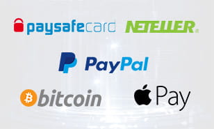 Logos of alternative payment methods such as PayPal and Neteller