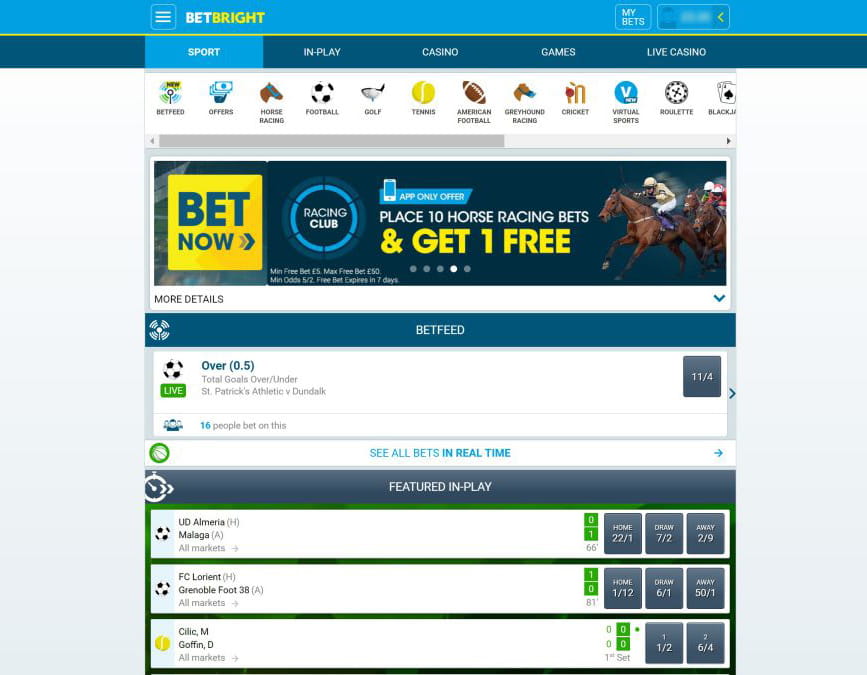 Homepage of BetBright