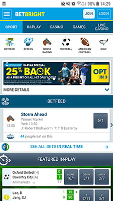 The BetBright mobile betting site