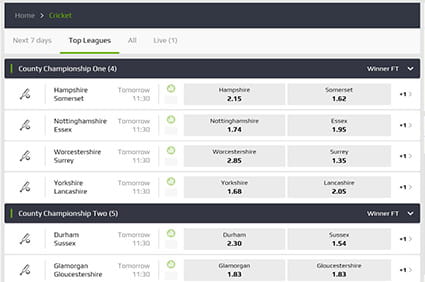 Odds for Betting on Cricket